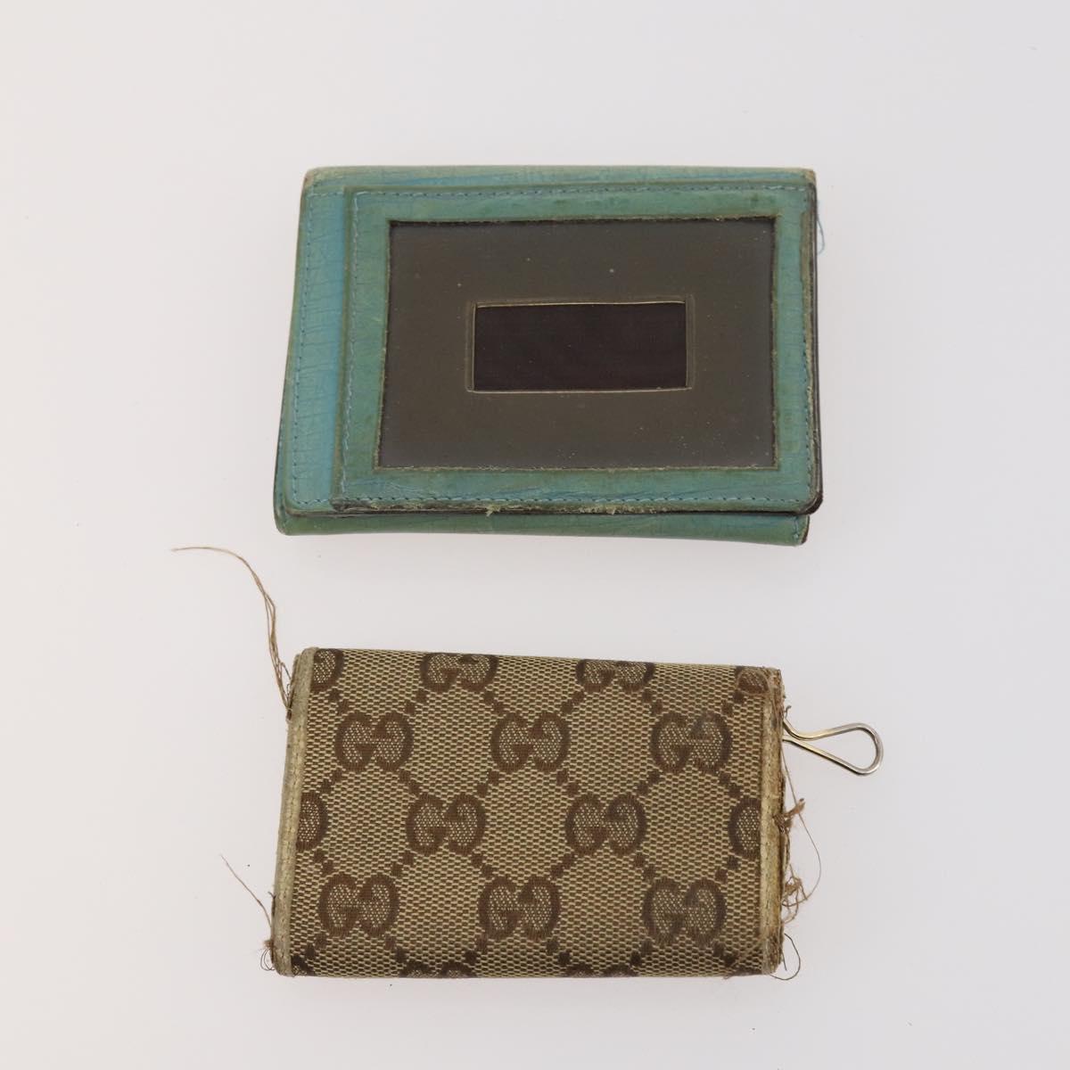 GUCCI GG Supreme Canvas Wallet Clutch Bag PVC 5 Set Beige Auth 174076
