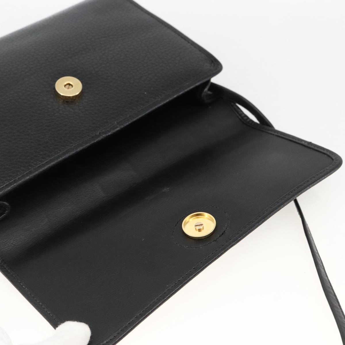 Christian Dior Shoulder Bag Leather Black Gold Auth 174078