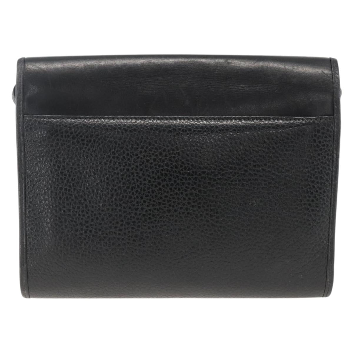 Christian Dior Shoulder Bag Leather Black Gold Auth 174078