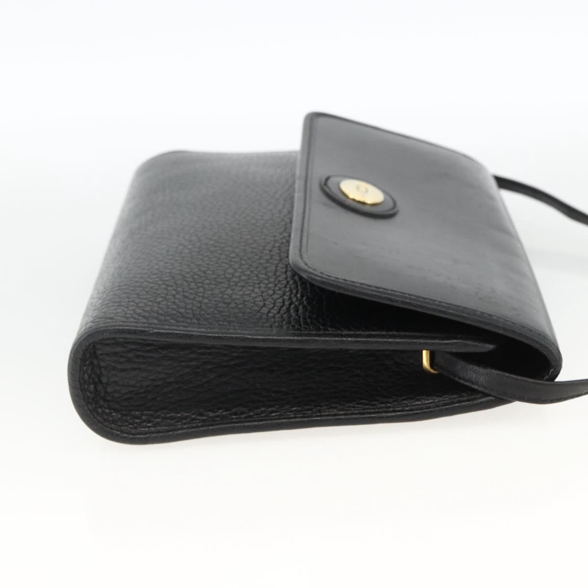 Christian Dior Shoulder Bag Leather Black Gold Auth 174078