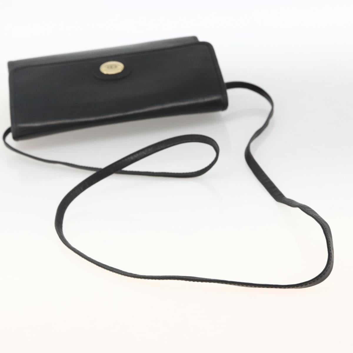 Christian Dior Shoulder Bag Leather Black Gold Auth 174078