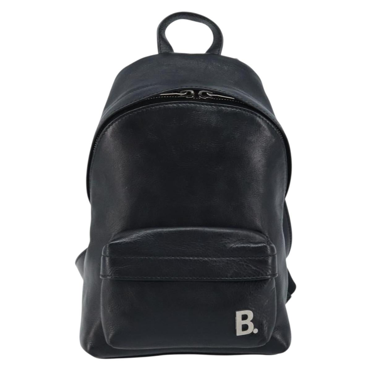 BALENCIAGA Backpack Leather Black Silver 580026 Auth 174080A