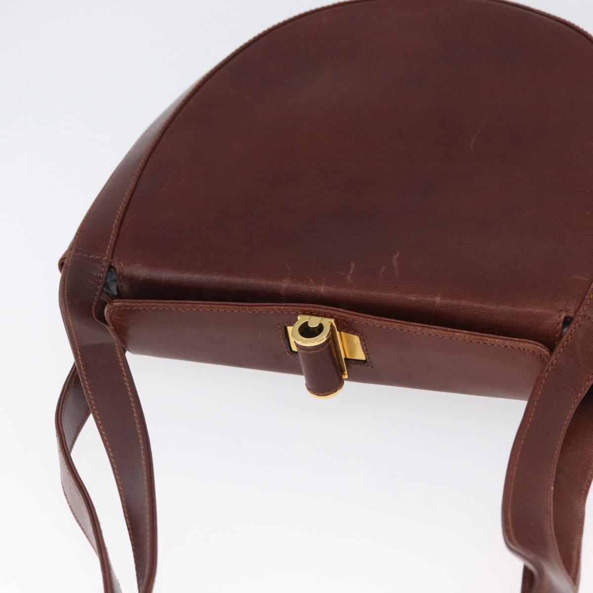Salvatore Ferragamo Shoulder Bag Leather Brown Gold Auth 174085A