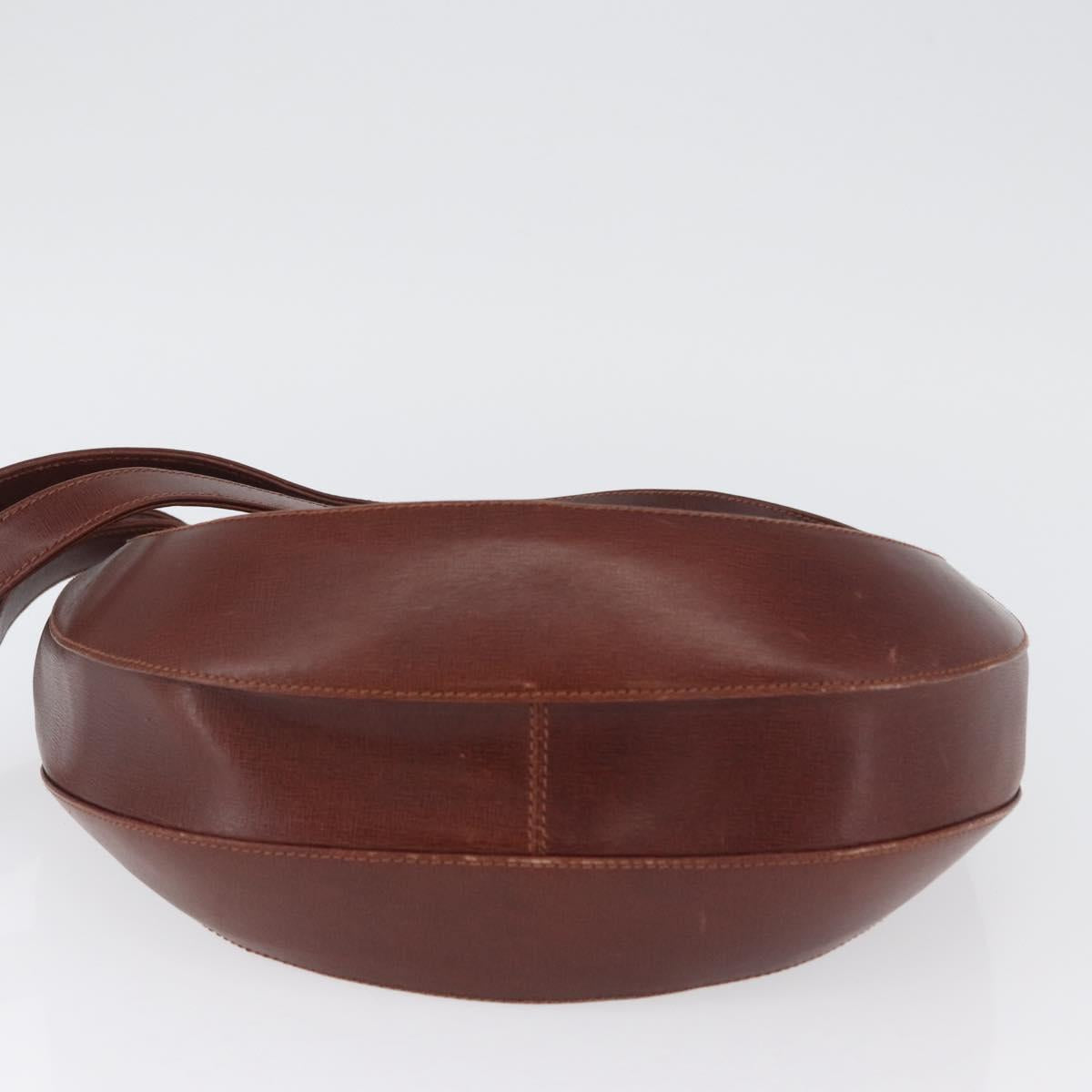 Salvatore Ferragamo Shoulder Bag Leather Brown Gold Auth 174085A