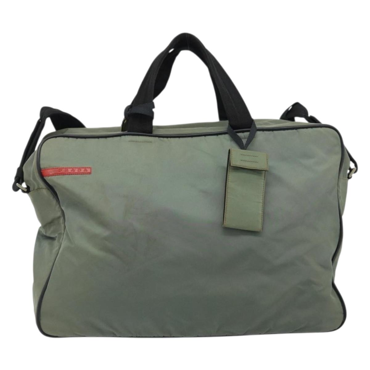 PRADA Sports Shoulder Bag Nylon Gray Silver Auth 174086