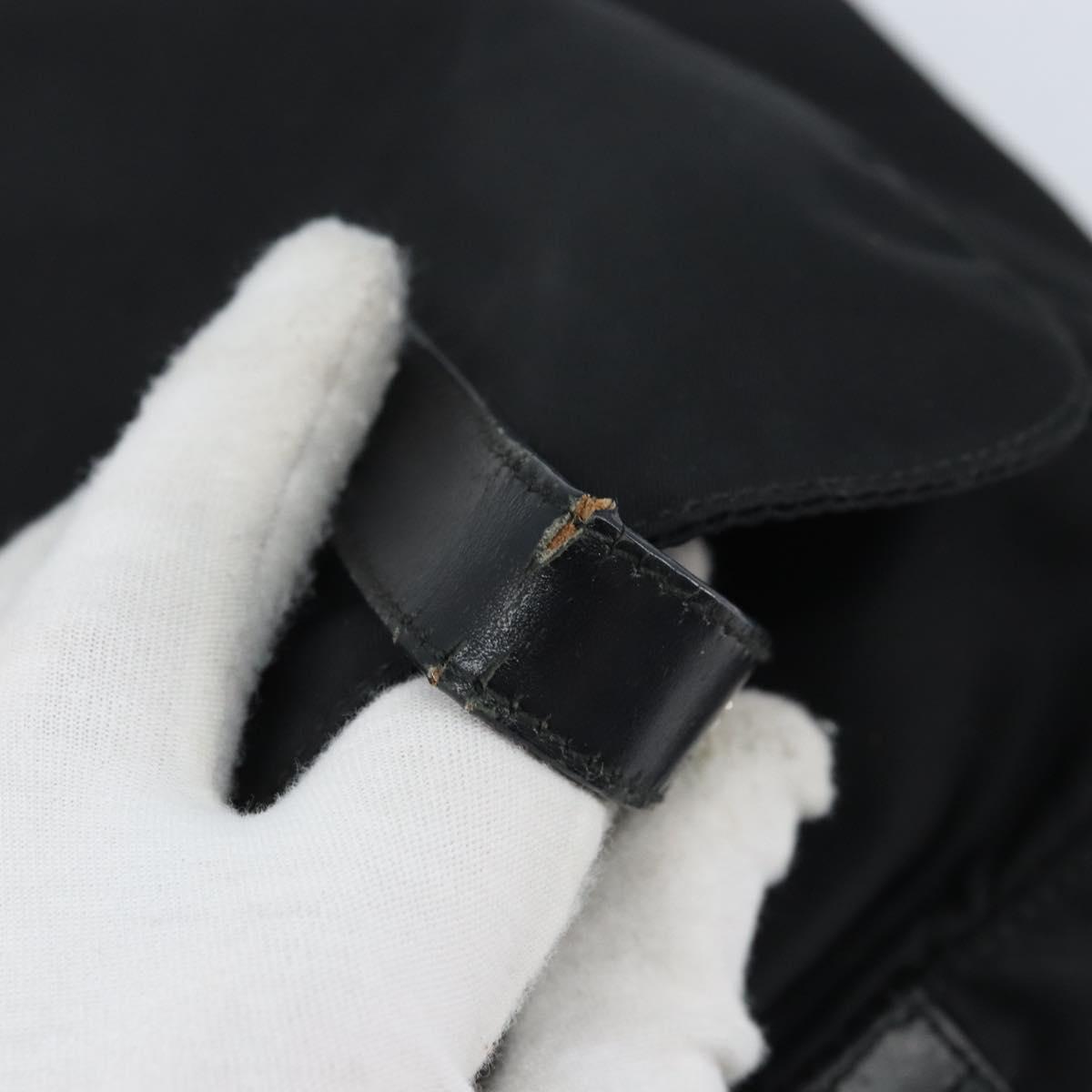 PRADA Shoulder Bag Nylon Black Silver Auth 174087