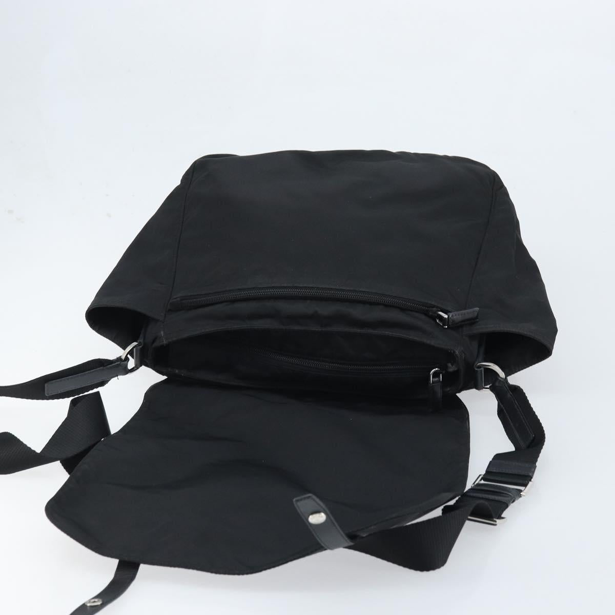 PRADA Shoulder Bag Nylon Black Silver Auth 174087