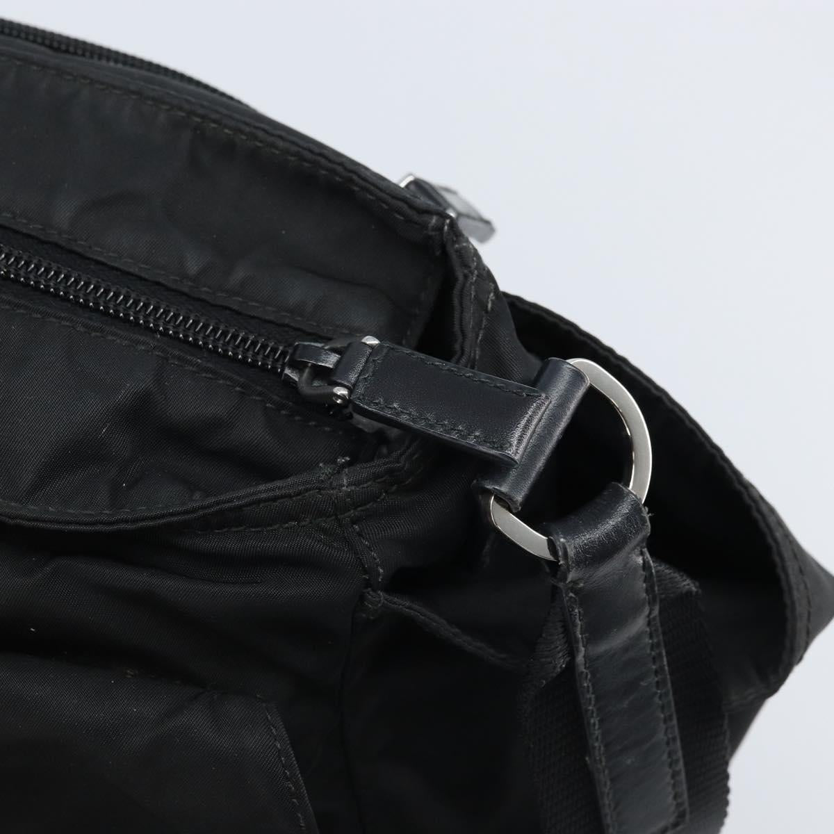 PRADA Shoulder Bag Nylon Black Silver Auth 174087