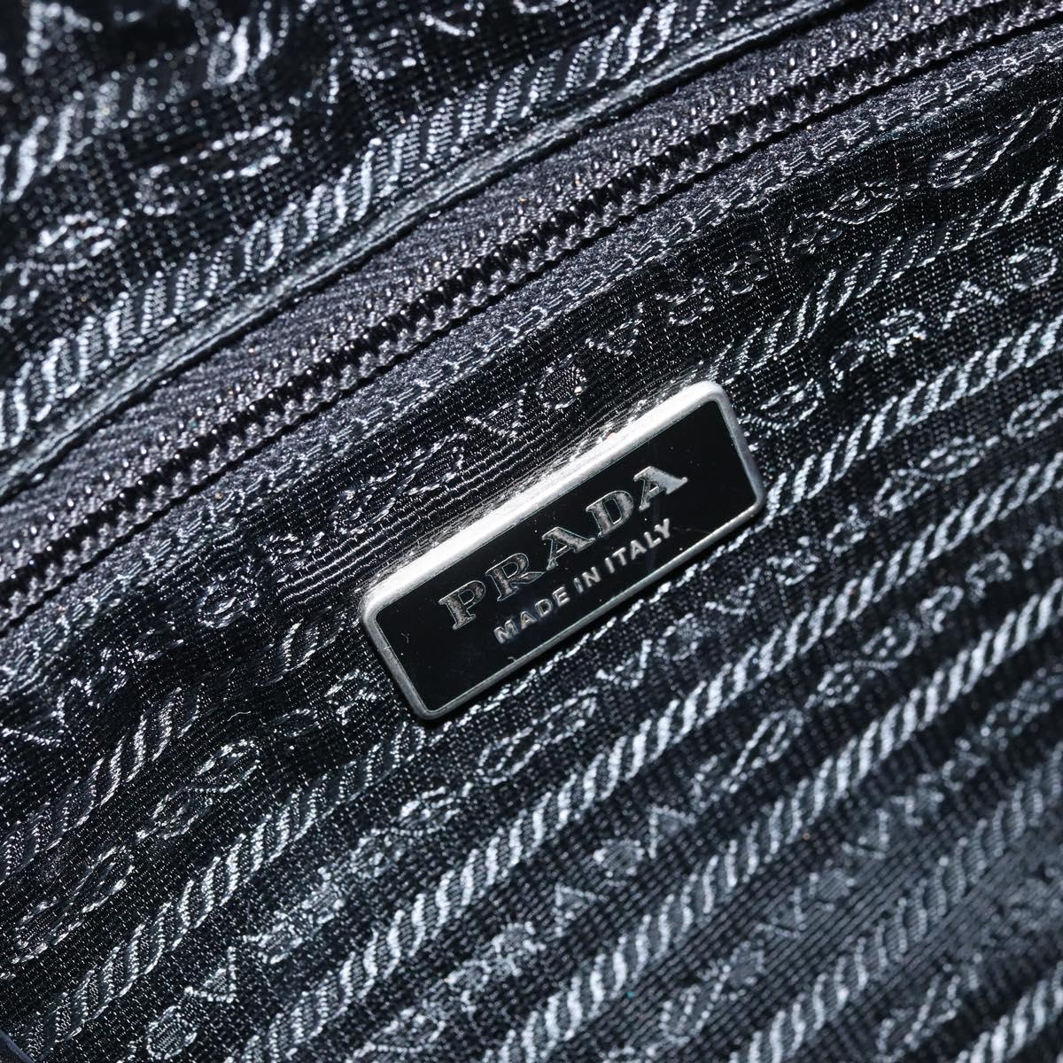 PRADA Shoulder Bag Nylon Black Silver Auth 174087