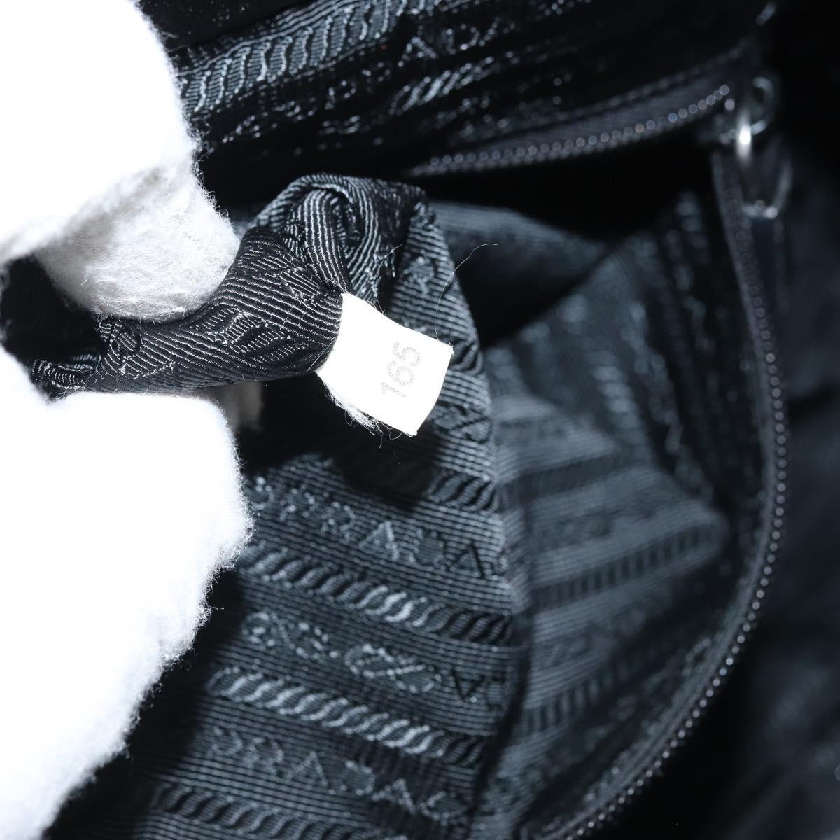 PRADA Shoulder Bag Nylon Black Silver Auth 174087