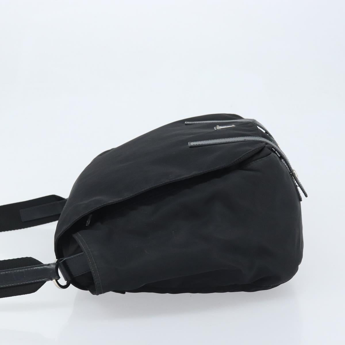 PRADA Shoulder Bag Nylon Black Silver Auth 174087