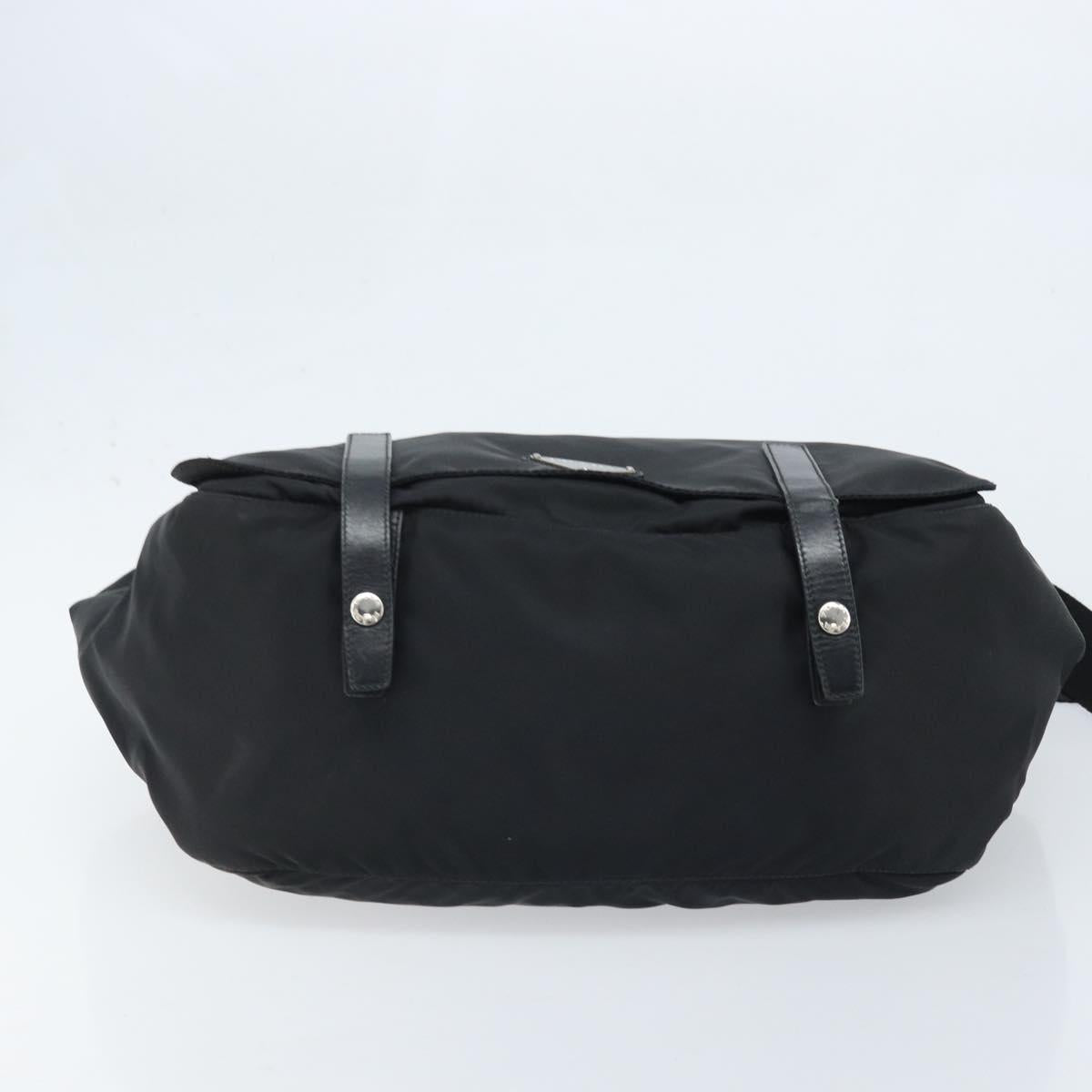 PRADA Shoulder Bag Nylon Black Silver Auth 174087