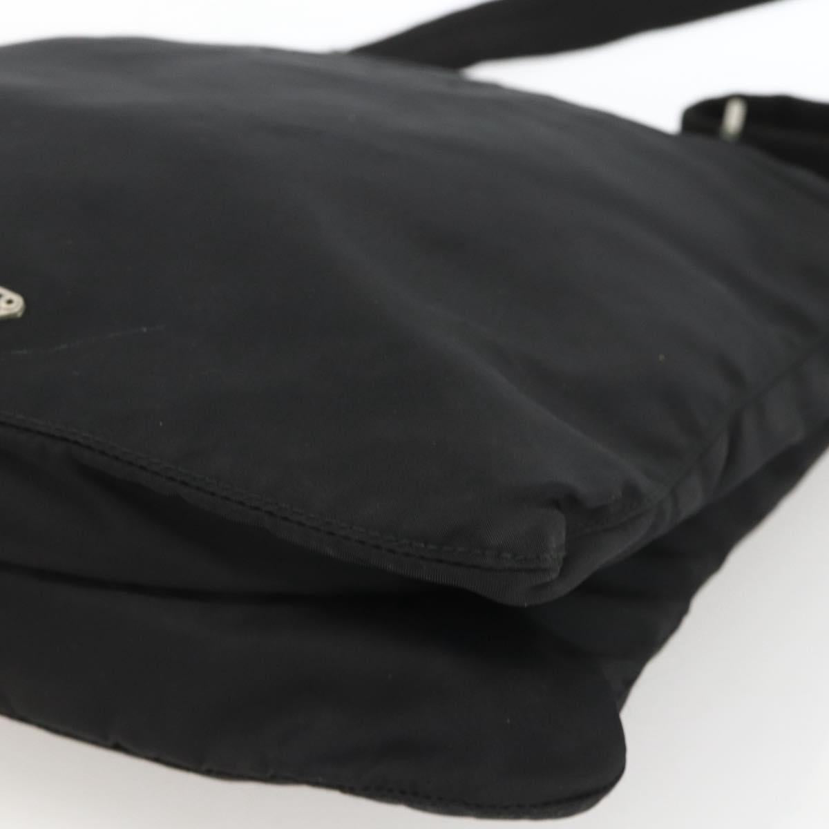PRADA Shoulder Bag Nylon Black Silver Auth 174089A