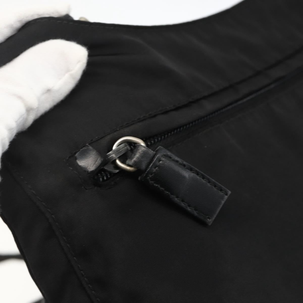 PRADA Shoulder Bag Nylon Black Silver Auth 174089A
