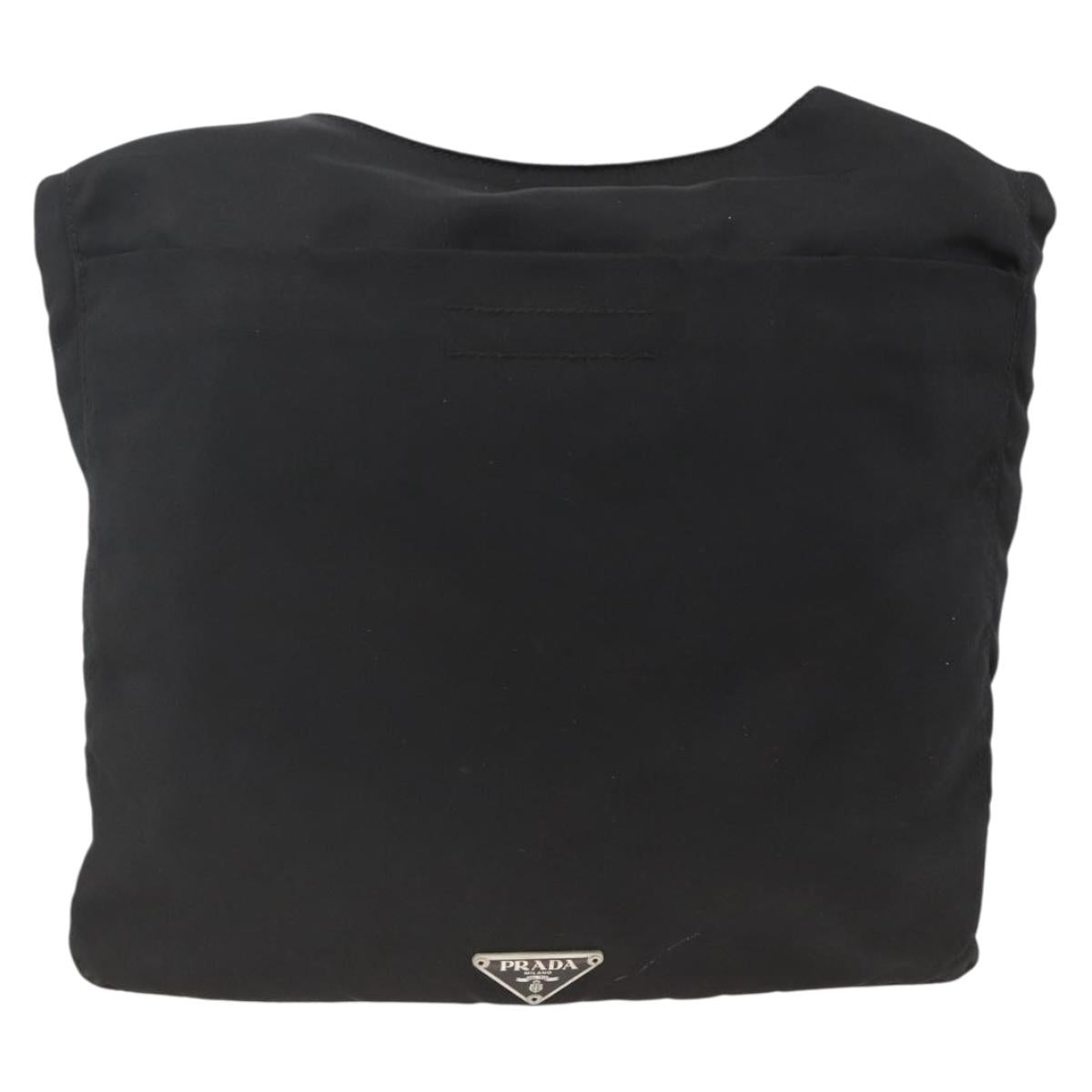 PRADA Shoulder Bag Nylon Black Silver Auth 174089A