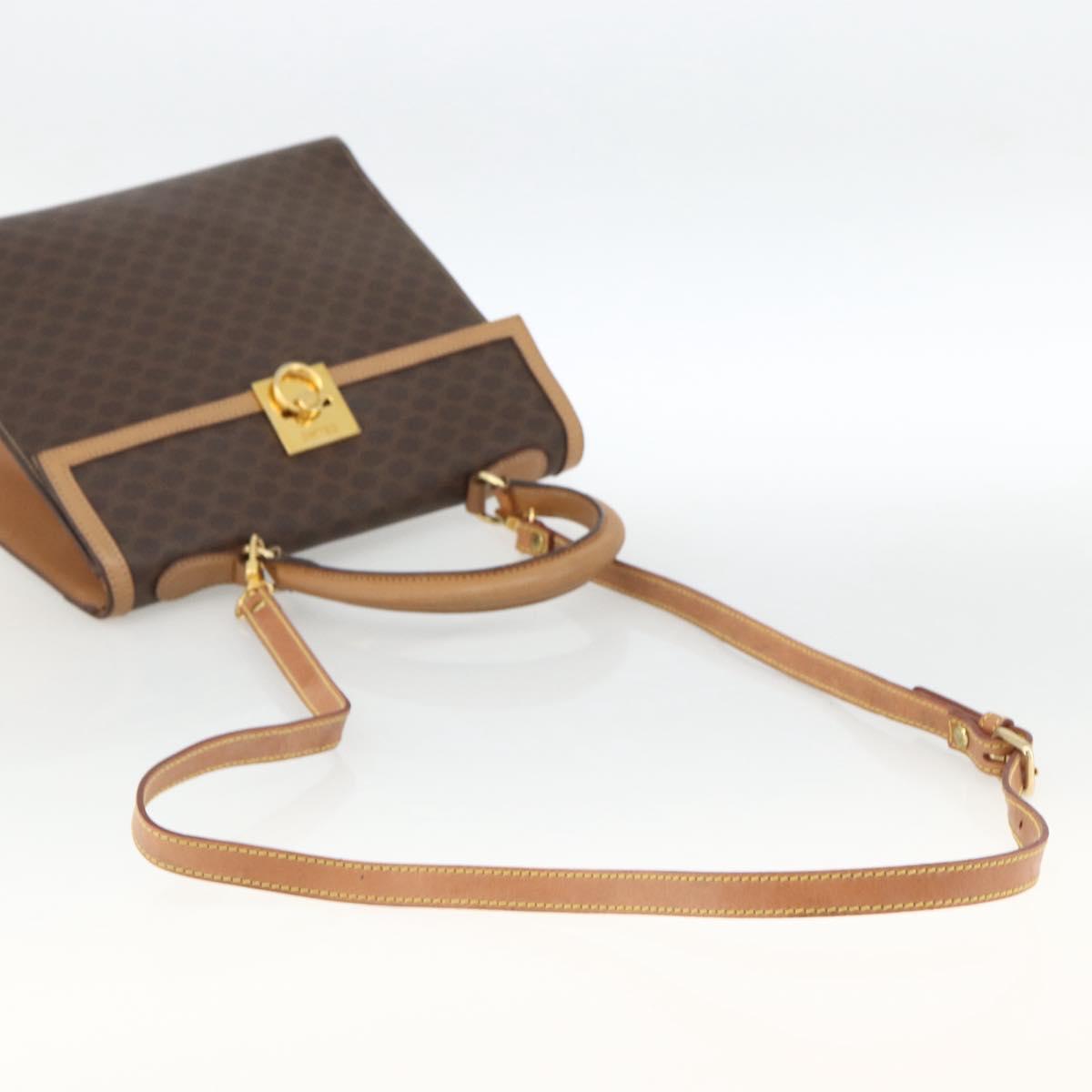CELINE Macadam Canvas Hand Bag PVC Leather Brown Gold Auth 174092A