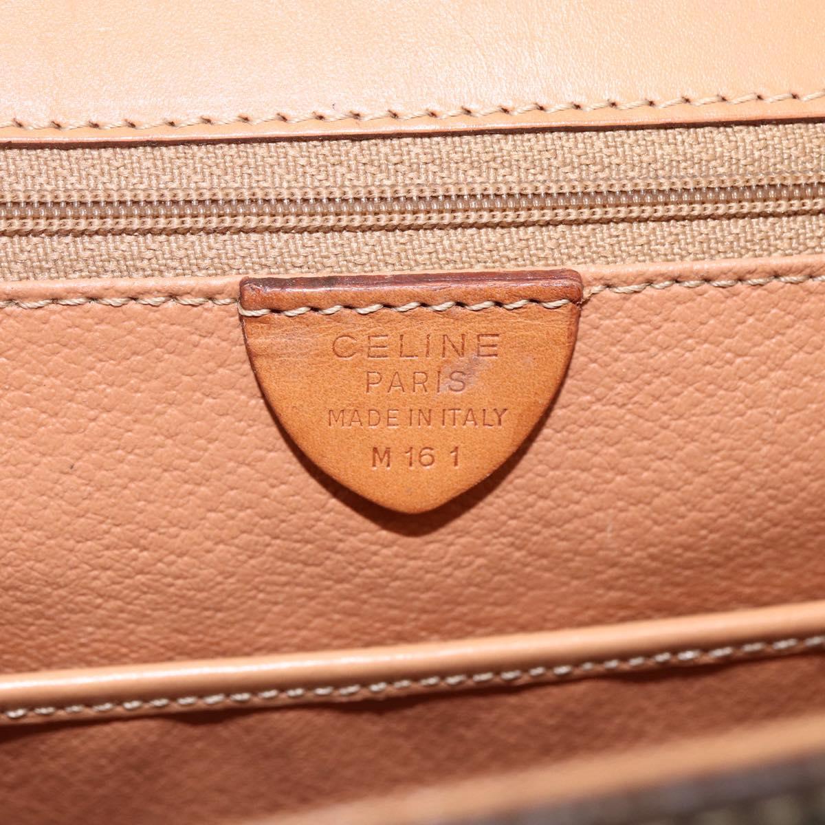 CELINE Macadam Canvas Hand Bag PVC Leather Brown Gold Auth 174092A