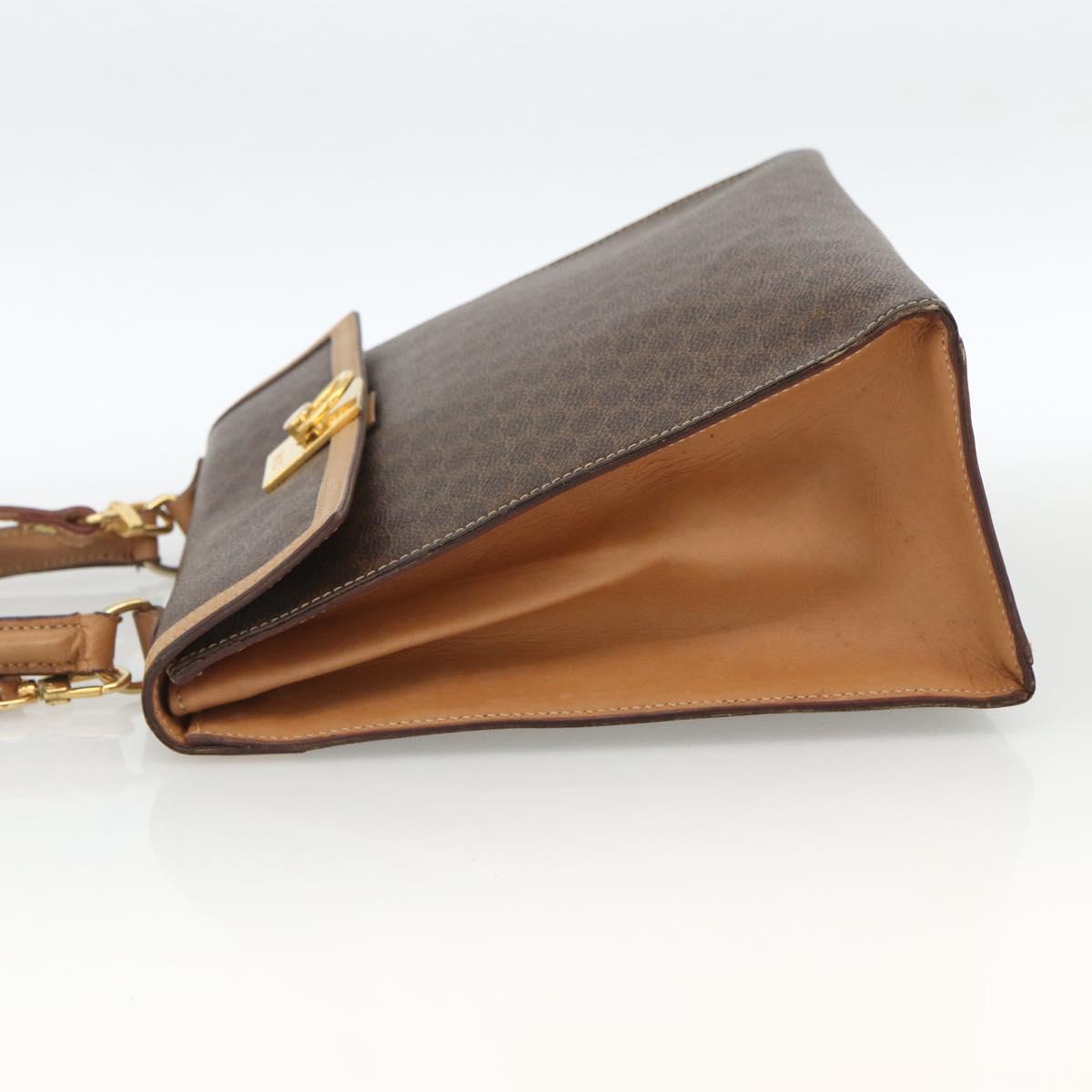 CELINE Macadam Canvas Hand Bag PVC Leather Brown Gold Auth 174092A