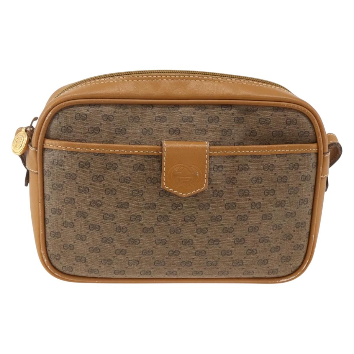 GUCCI Micro GG Supreme Shoulder Bag PVC Beige Gold 007 104 0098 Auth 174093