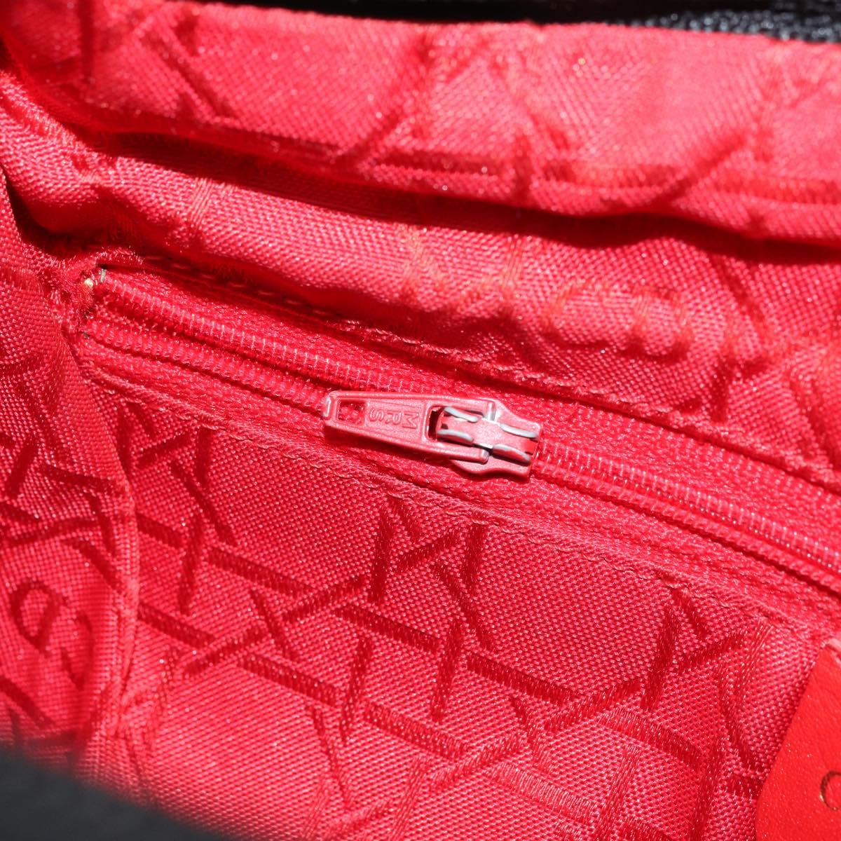 Christian Dior Lady Dior Hand Bag Nylon Black Gold Auth 174094