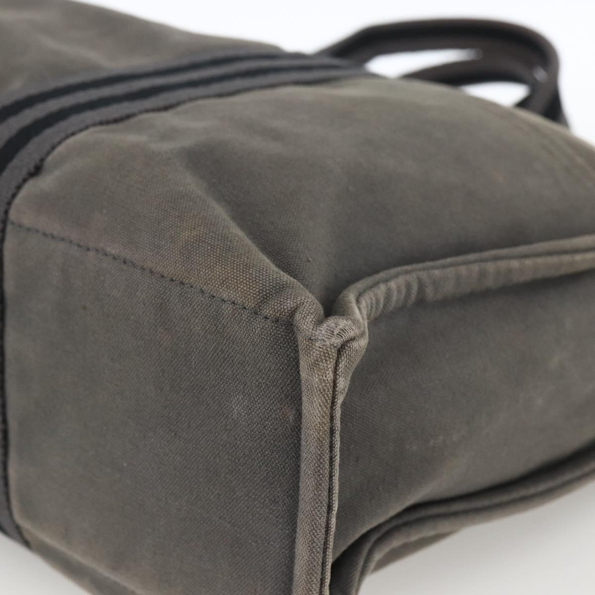 HERMES Fourre Tout MM Tote Bag Canvas Gray Auth 174097