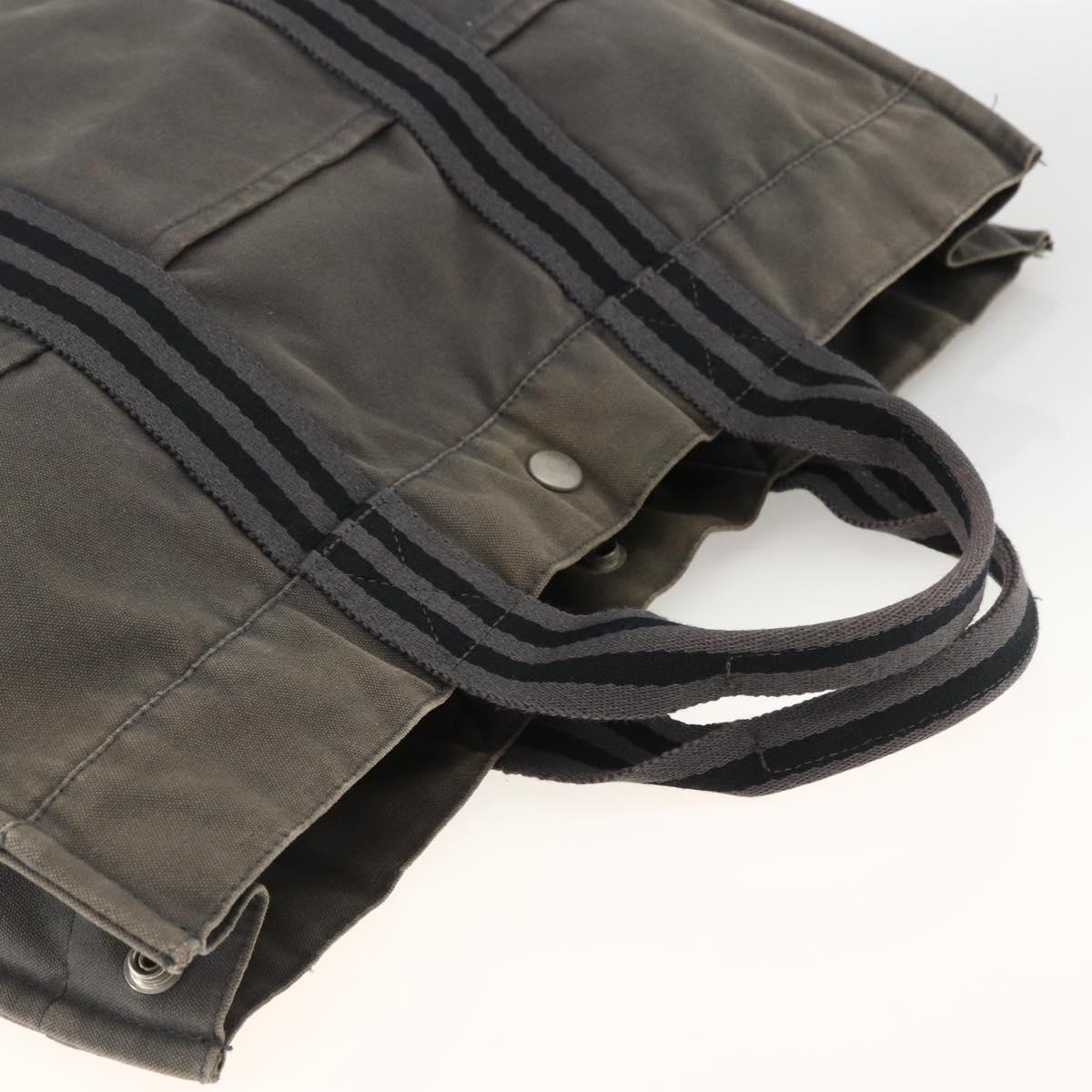 HERMES Fourre Tout MM Tote Bag Canvas Gray Auth 174097