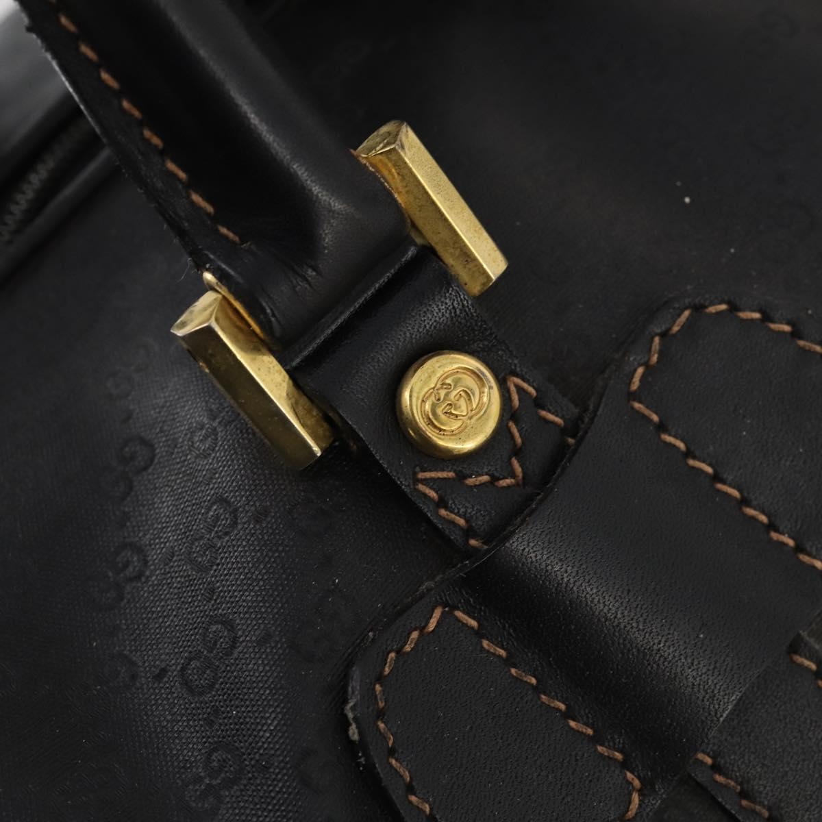GUCCI Micro GG Canvas Boston Bag Black Gold Auth 174104