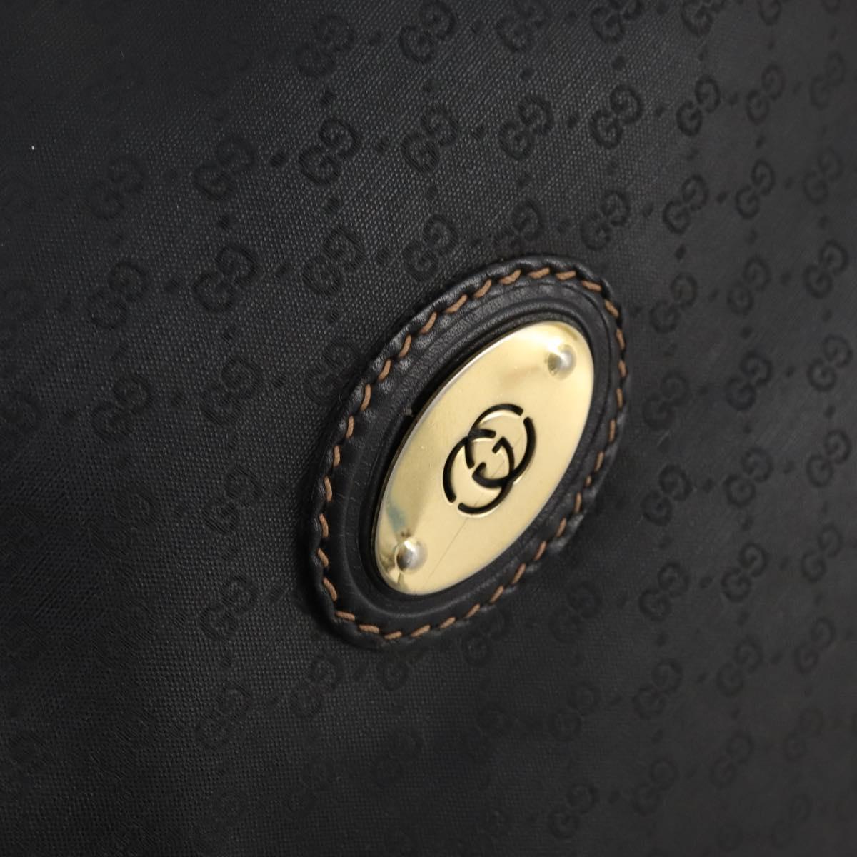 GUCCI Micro GG Canvas Boston Bag Black Gold Auth 174104