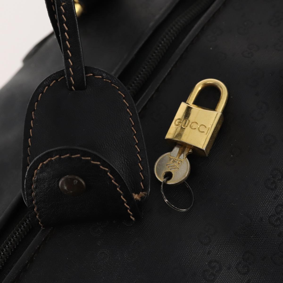 GUCCI Micro GG Canvas Boston Bag Black Gold Auth 174104