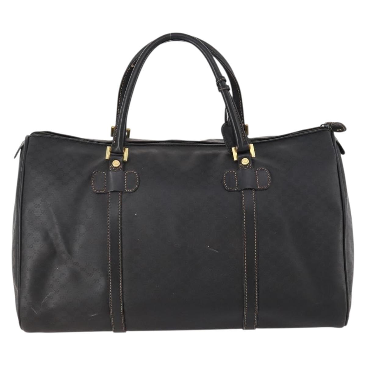 GUCCI Micro GG Canvas Boston Bag Black Gold Auth 174104