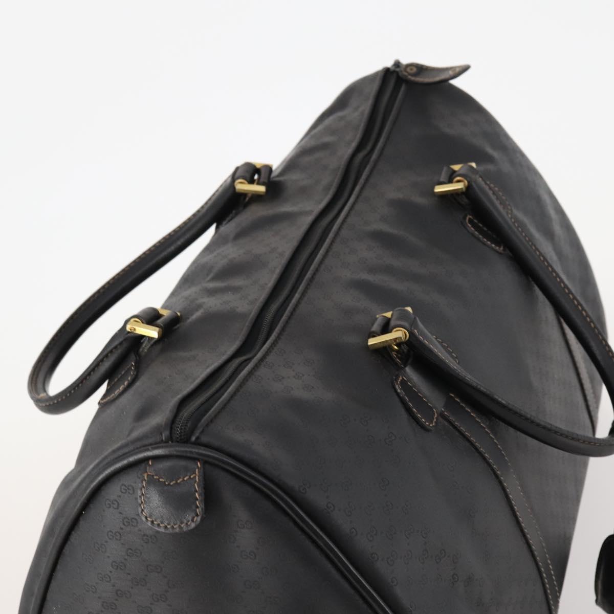 GUCCI Micro GG Canvas Boston Bag Black Gold Auth 174104