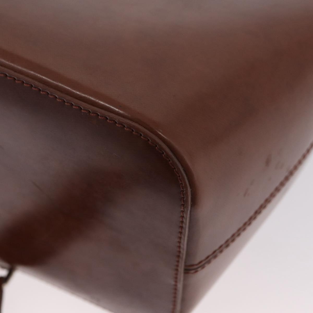 CARTIER Shoulder Bag Leather Brown Silver Auth 174111
