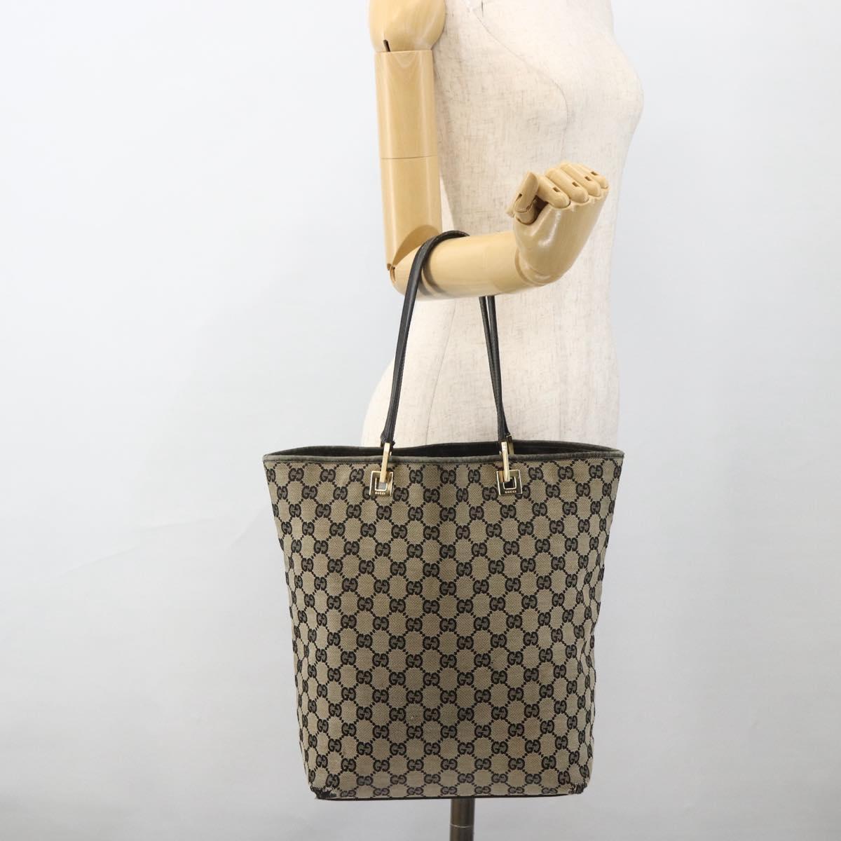 GUCCI GG Canvas Tote Bag Beige Gold 002 1098 Auth 174119