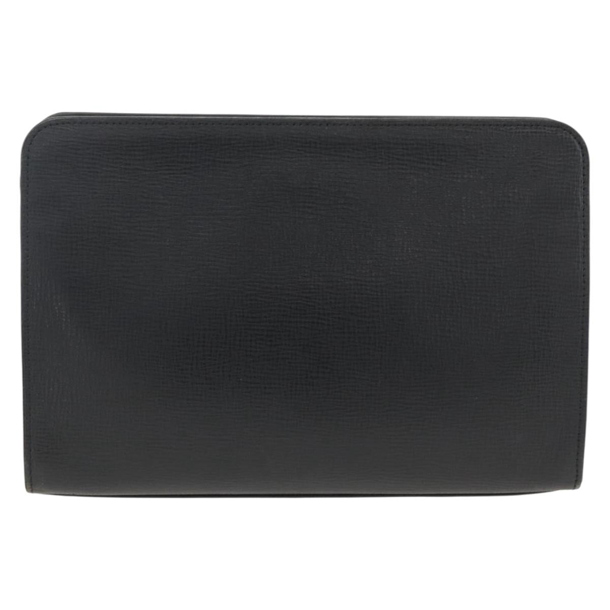 BURBERRY Clutch Bag Leather Black Gold Auth 174120