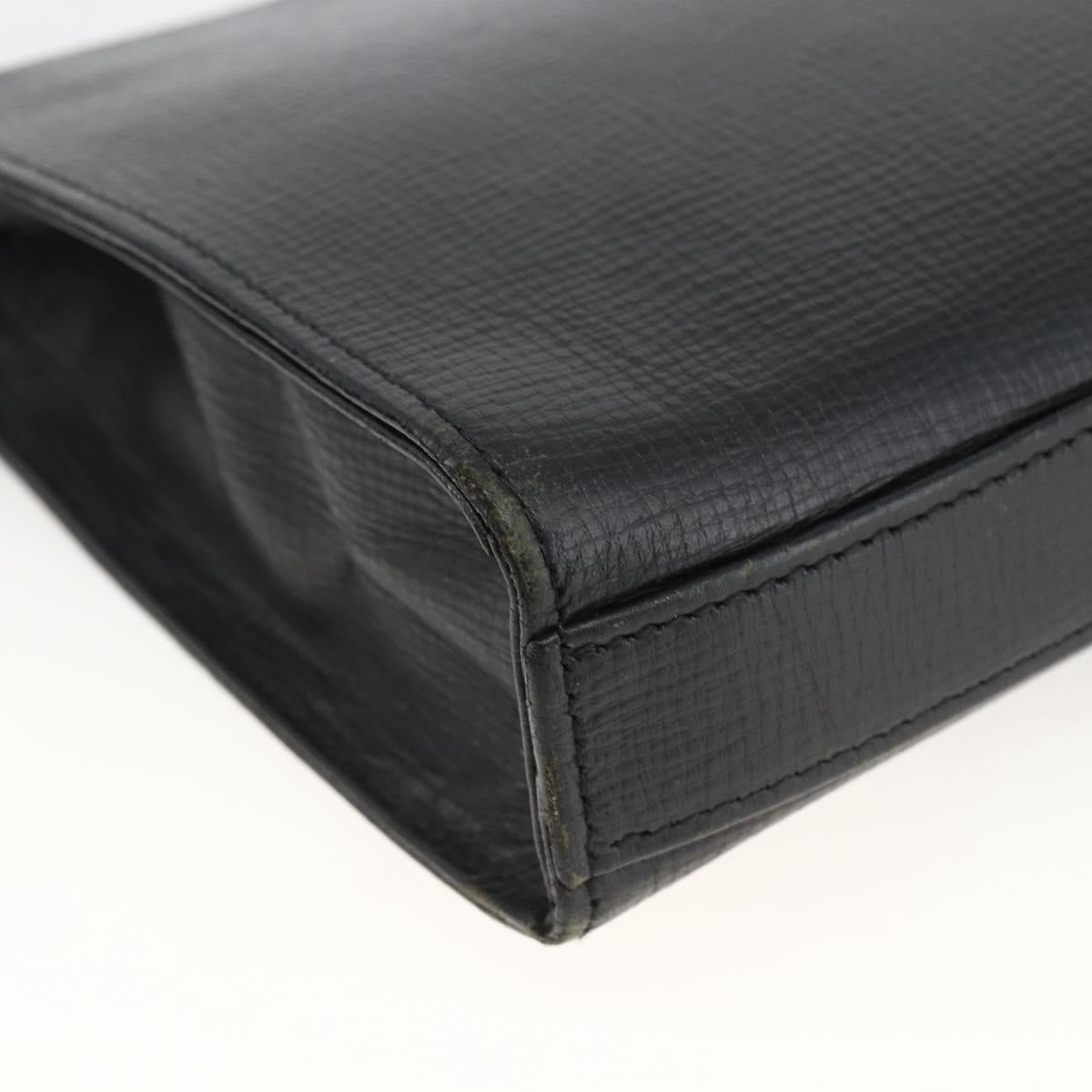 BURBERRY Clutch Bag Leather Black Gold Auth 174120