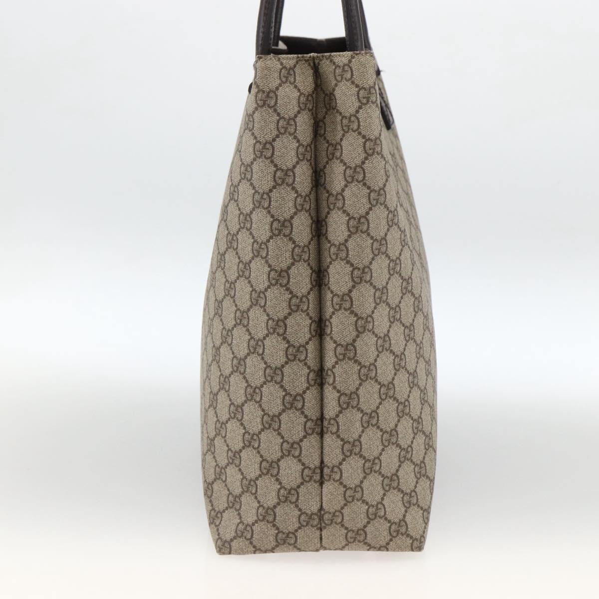 GUCCI GG Supreme Tote Bag PVC Beige Silver 131220 Auth 174122