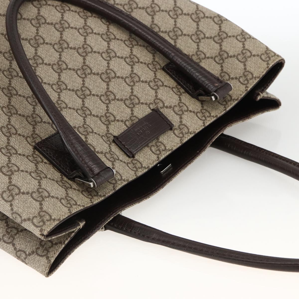 GUCCI GG Supreme Tote Bag PVC Beige Silver 131220 Auth 174122