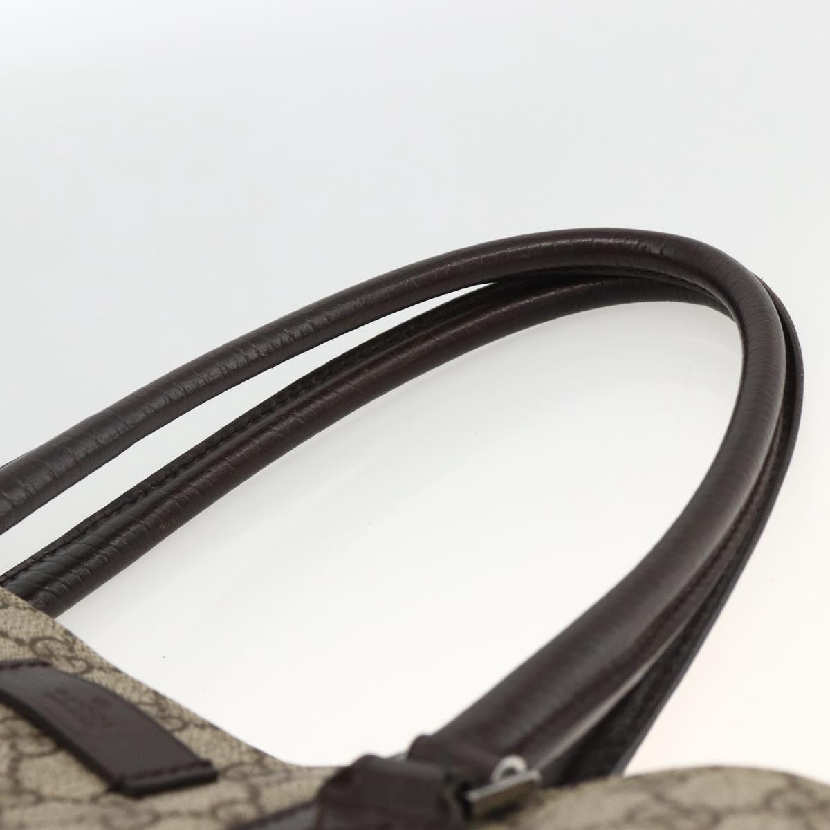 GUCCI GG Supreme Tote Bag PVC Beige Silver 131220 Auth 174122