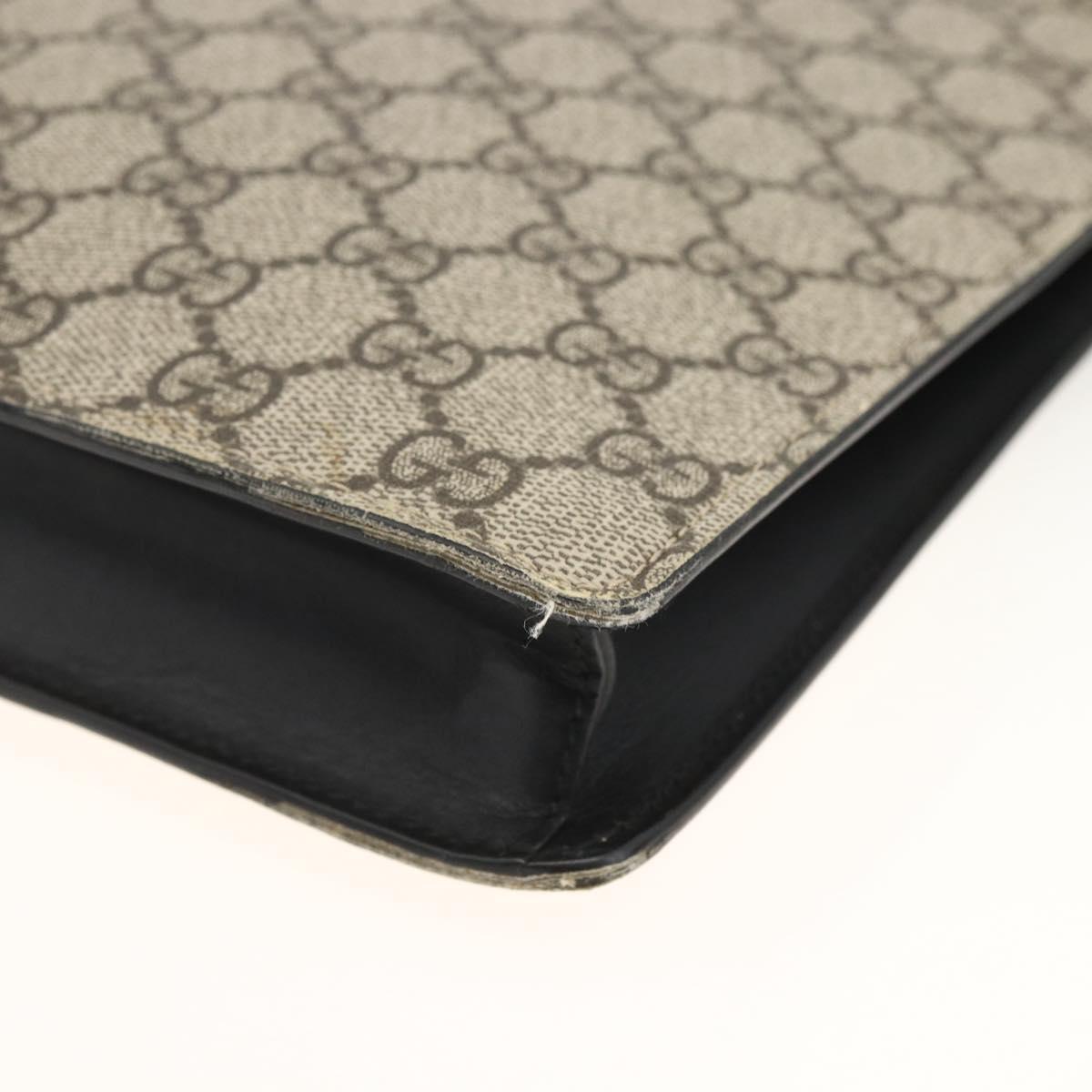 GUCCI GG Supreme Clutch Bag PVC Beige Silver 433665 Auth 174135A