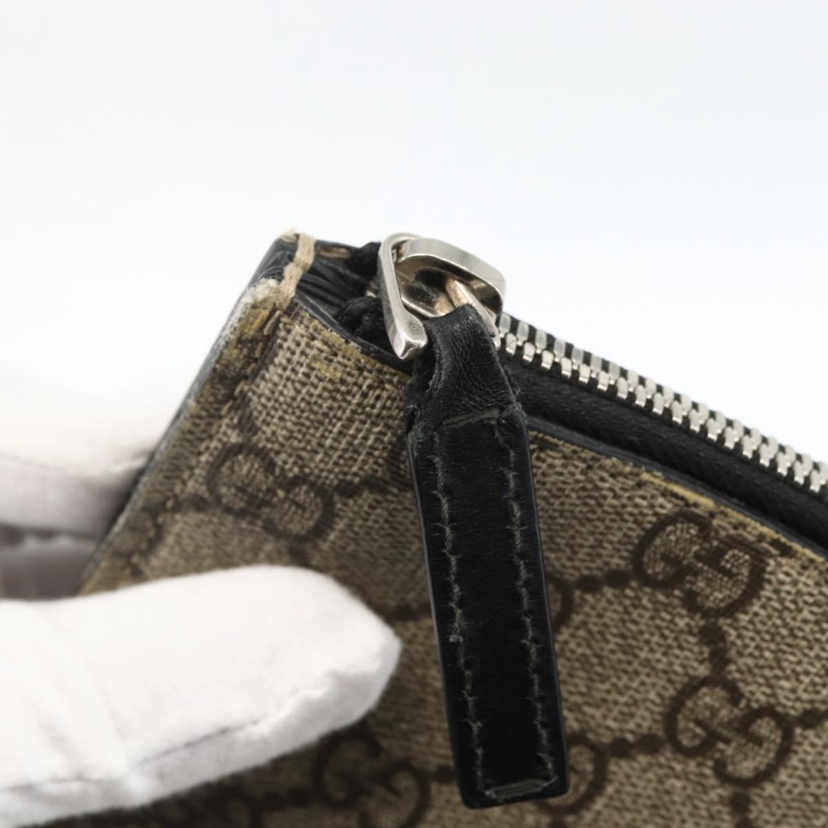 GUCCI GG Supreme Clutch Bag PVC Beige Silver 433665 Auth 174135A