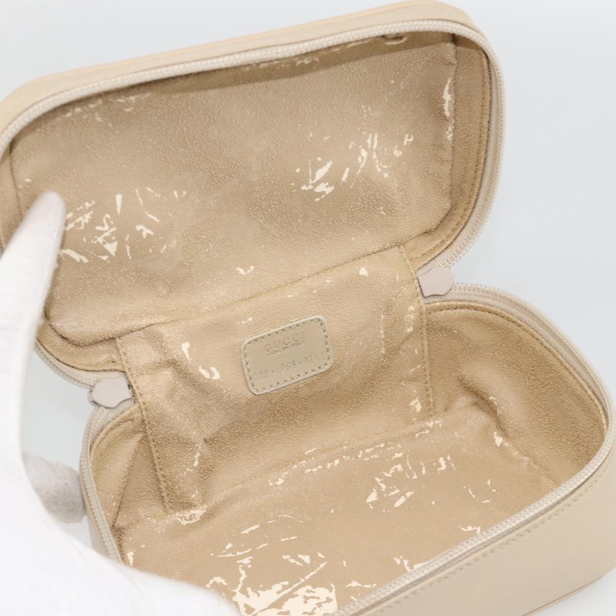 GUCCI Horsebit Vanity Hand Bag Leather Beige Silver 032 1956 0141 Auth 174163