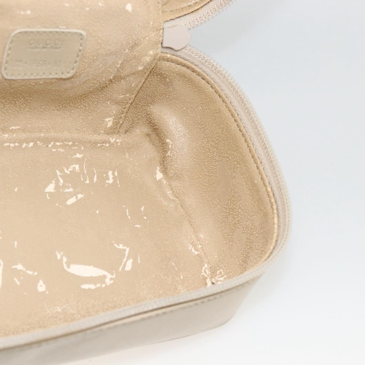 GUCCI Horsebit Vanity Hand Bag Leather Beige Silver 032 1956 0141 Auth 174163