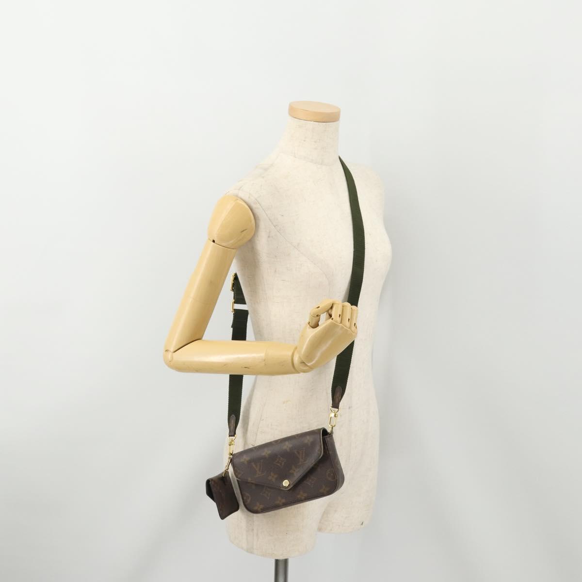 LOUIS VUITTON Monogram Multi Pochette Felicie Pouch Khaki M80091 LV Auth 174165A
