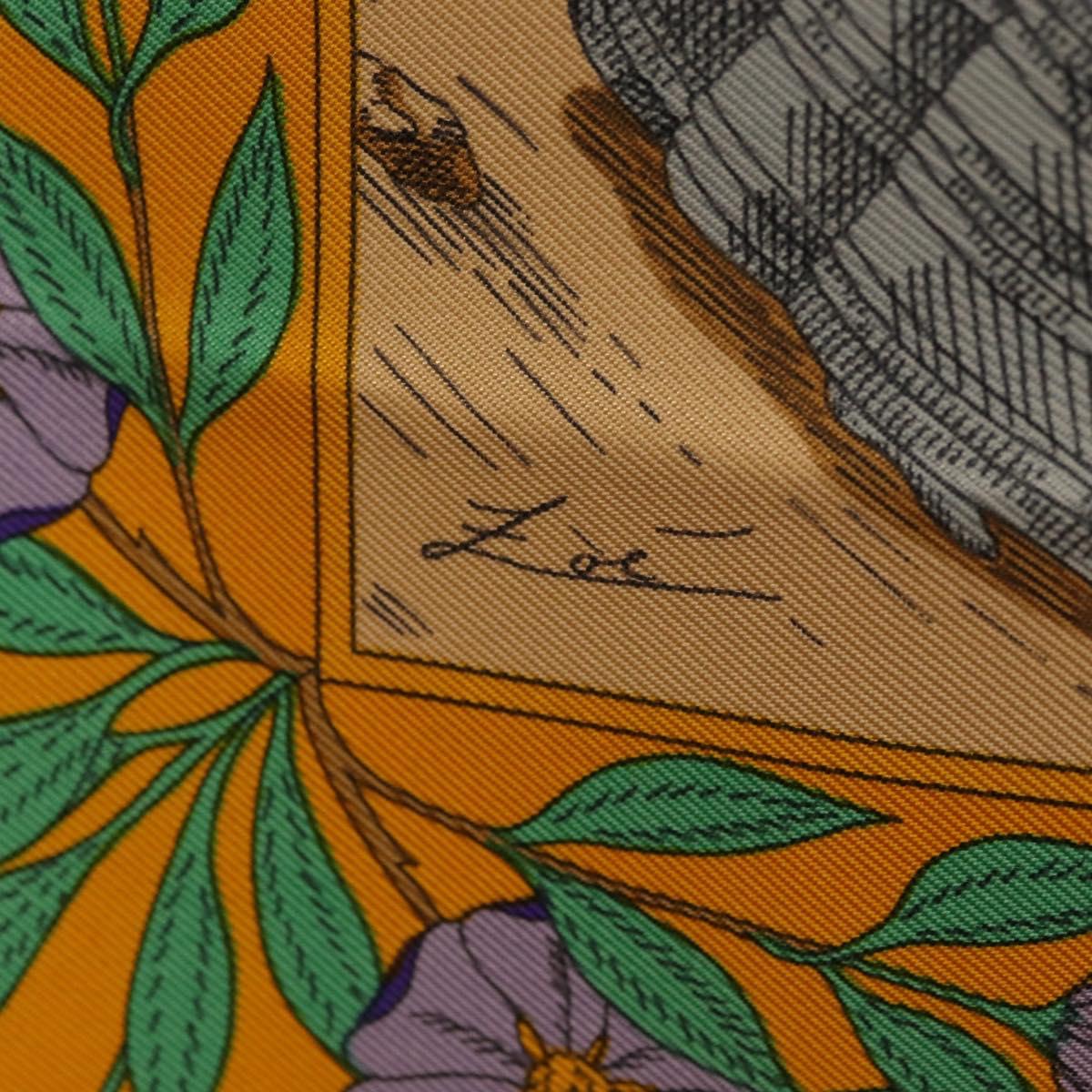 HERMES Carre 90 Scarf ""COSTUMES DES DEPARTEMENTS"" Silk Yellow Auth 174178A