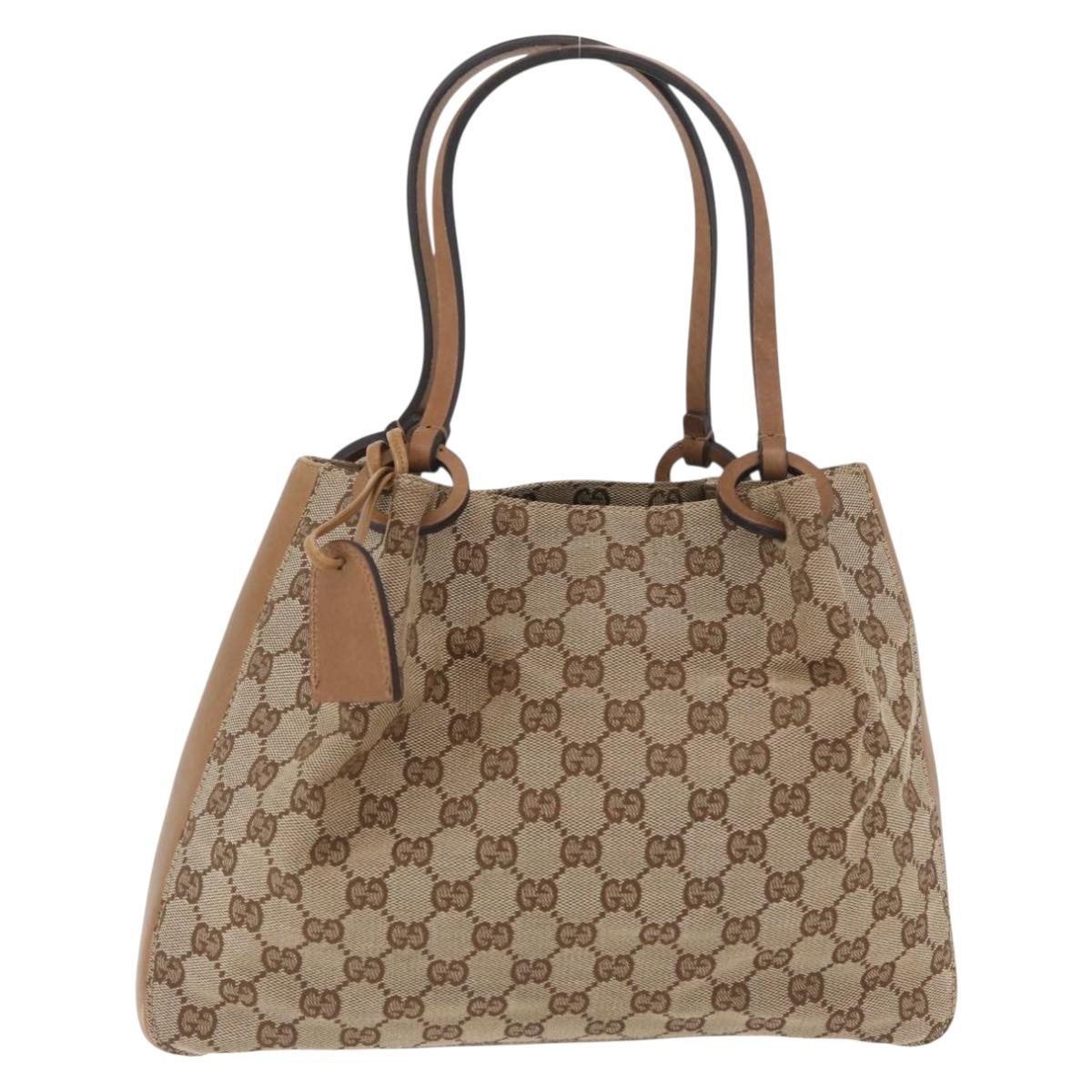 GUCCI GG Canvas Tote Bag Beige 101919 Auth 174183A