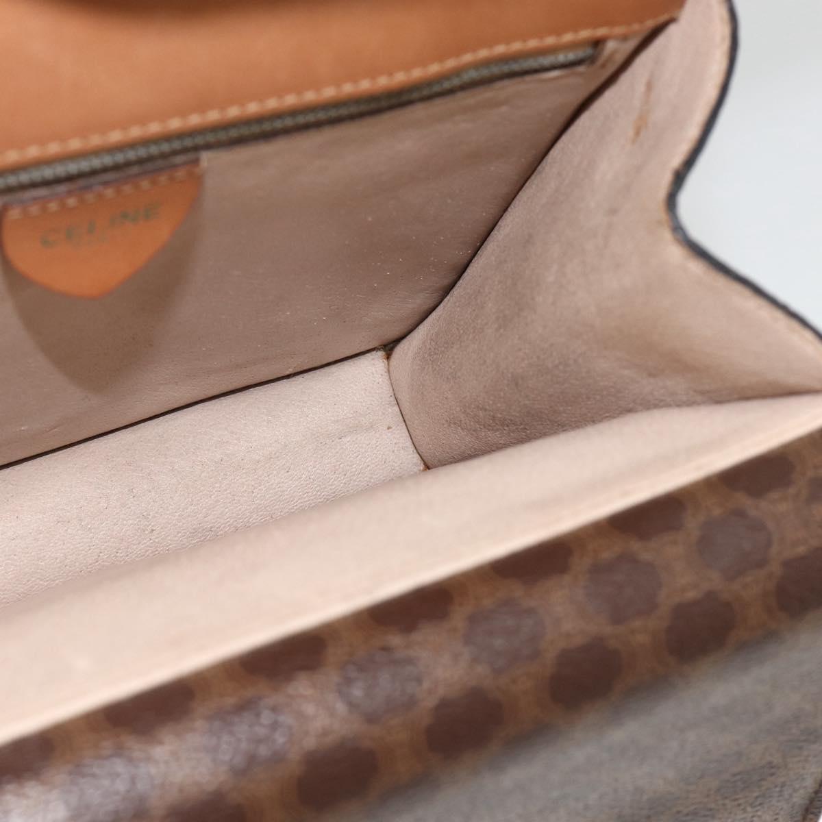 CELINE Macadam Canvas Hand Bag PVC Leather Brown Gold Auth 174191A