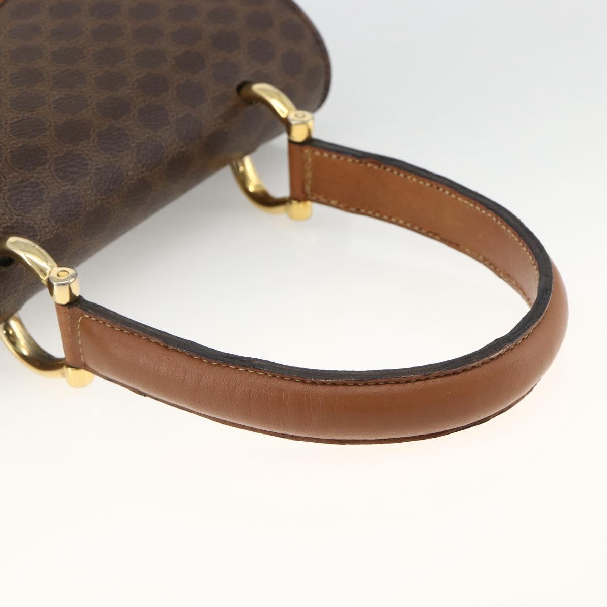 CELINE Macadam Canvas Hand Bag PVC Leather Brown Gold Auth 174191A