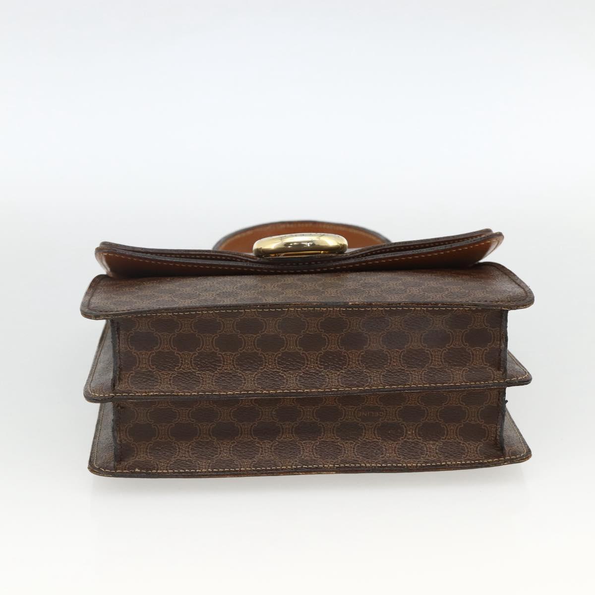 CELINE Macadam Canvas Hand Bag PVC Leather Brown Gold Auth 174191A