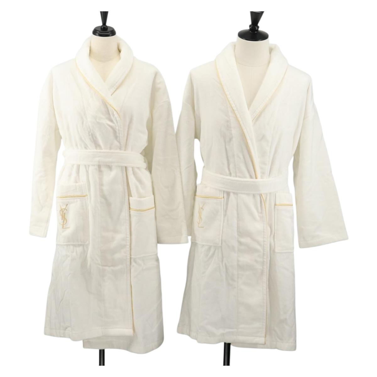 SAINT LAURENT Bathrobe Cotton 2 Set White Auth 174196A