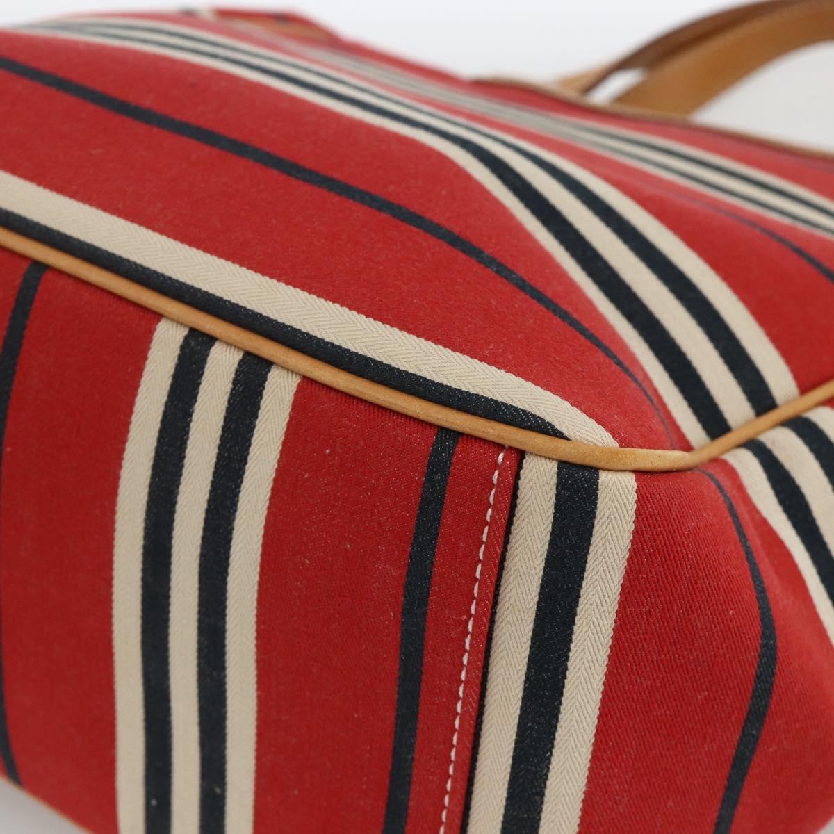 BURBERRY Nova Check Blue Label Hand Bag Canvas Beige Red Auth 174197